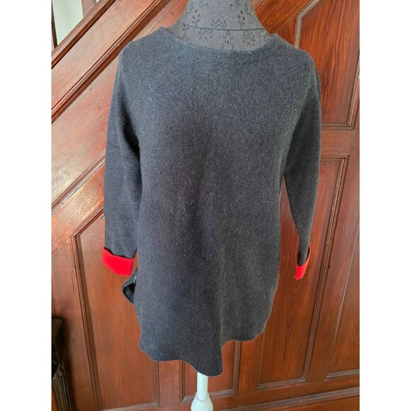 Nanette Lepore Womens Long Sleeve Sweater Medium Black/Red Side Zipper Red Cuffs - Picture 1 of 7